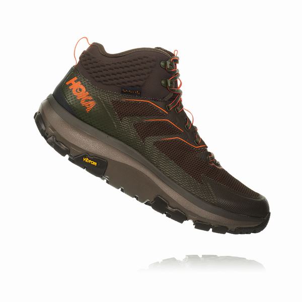 Hoka One One Sky Toa Hiking Boots Mens Black Olive / Orange UK Discount Spot Sales